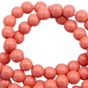 Opaque glass beads 4mm coral rose peach, 40 pieces
